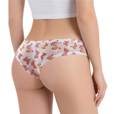 Butterfly Print Mesh Tucking Gaff Brazilian Cheeky Panties