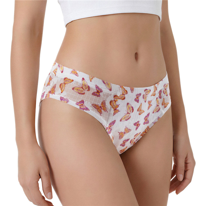 Butterfly Print Mesh Tucking Gaff Brazilian Cheeky Panties