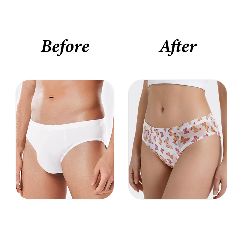 Butterfly Print Mesh Tucking Gaff Brazilian Cheeky Panties