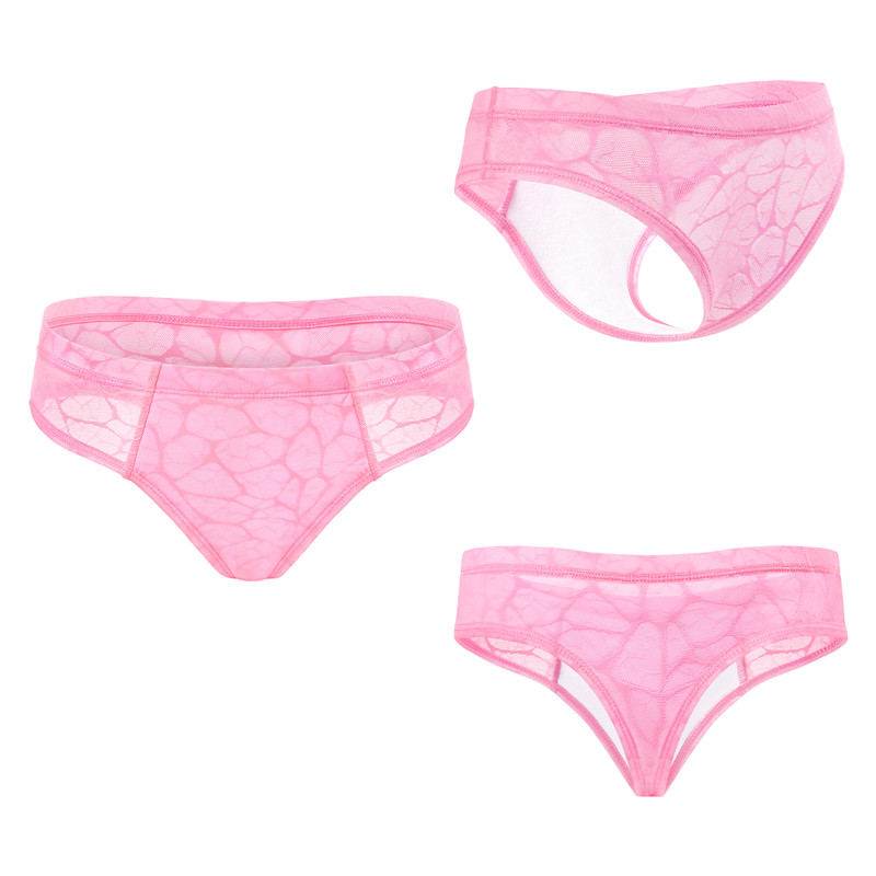 Pink Mesh Tucking Gaff Brazilian Cheeky Panties