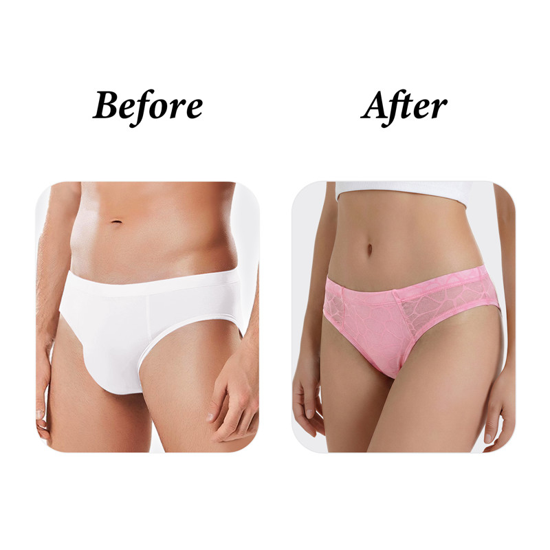 Pink Mesh Tucking Gaff Brazilian Cheeky Panties