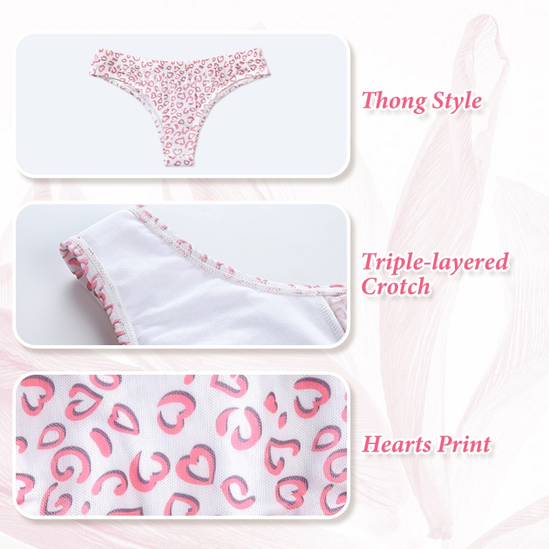 Hearts Print Pattern Mesh Tucking Gaff Brazilian Cheeky Panties