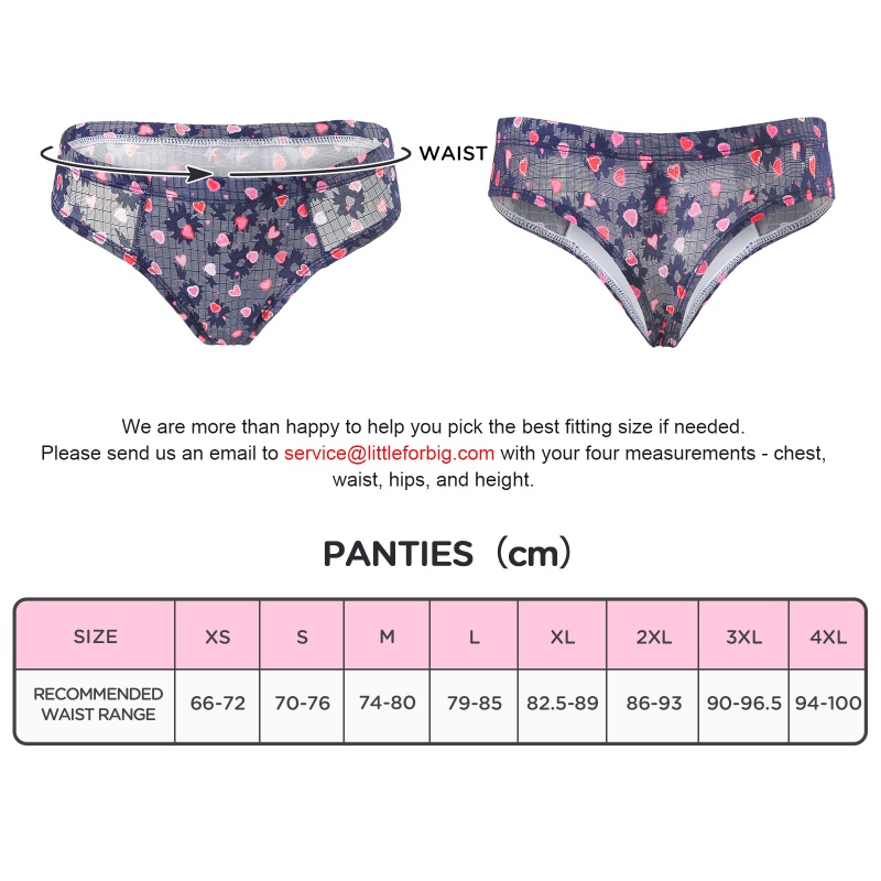 Pink Hearts Pattern Mesh Tucking Gaff Brazilian Cheeky Panties