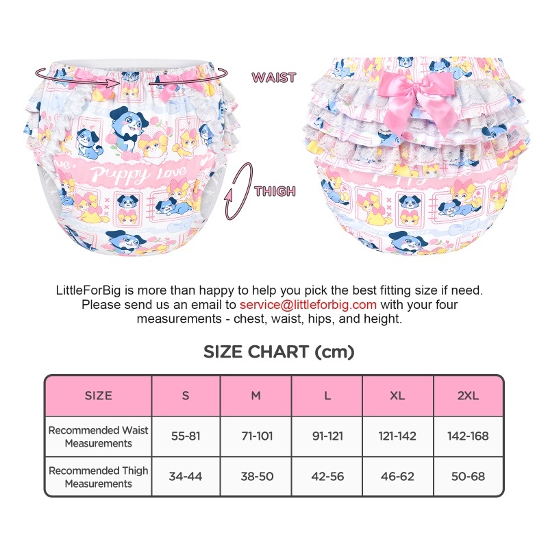 Puppy Love Little Blue Pattern Ruffle Adult Diaper Cover