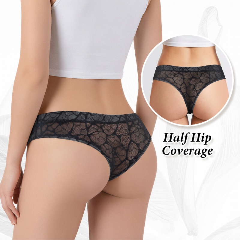 Black Mesh Tucking Gaff Brazilian Cheeky Panties