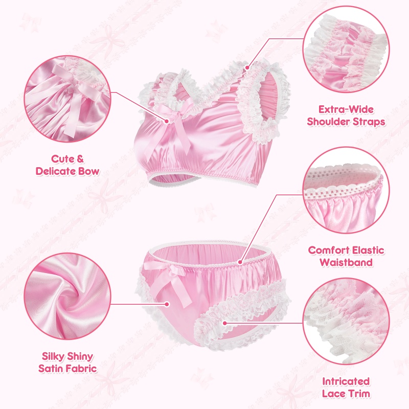 Satin SissyUniversiry Baby Bralette Set Pink