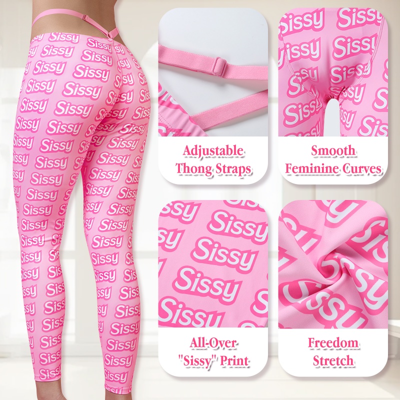 Y2K Thong Strap SissyUniversity Camel Toe Pad Tucking Gaff Yoga Pants Leggings