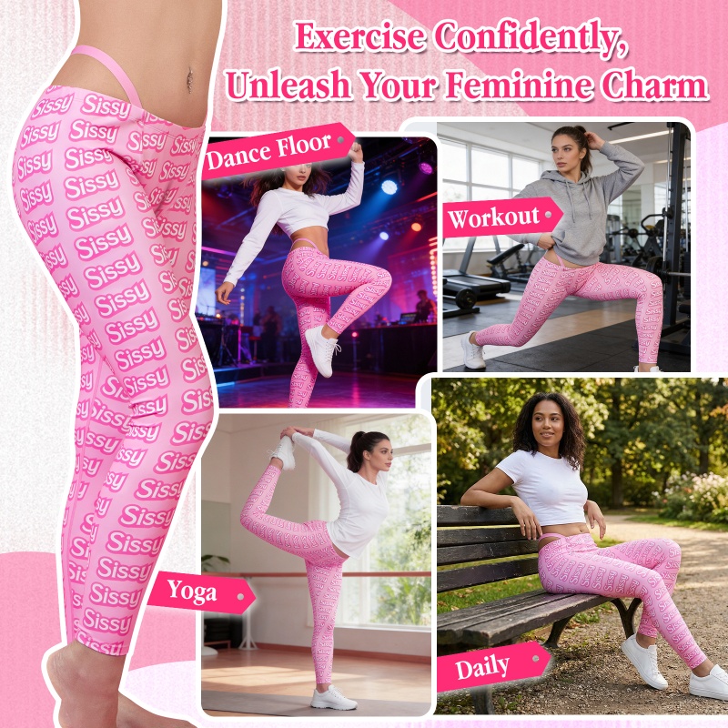 Y2K Thong Strap SissyUniversity Camel Toe Pad Tucking Gaff Yoga Pants Leggings