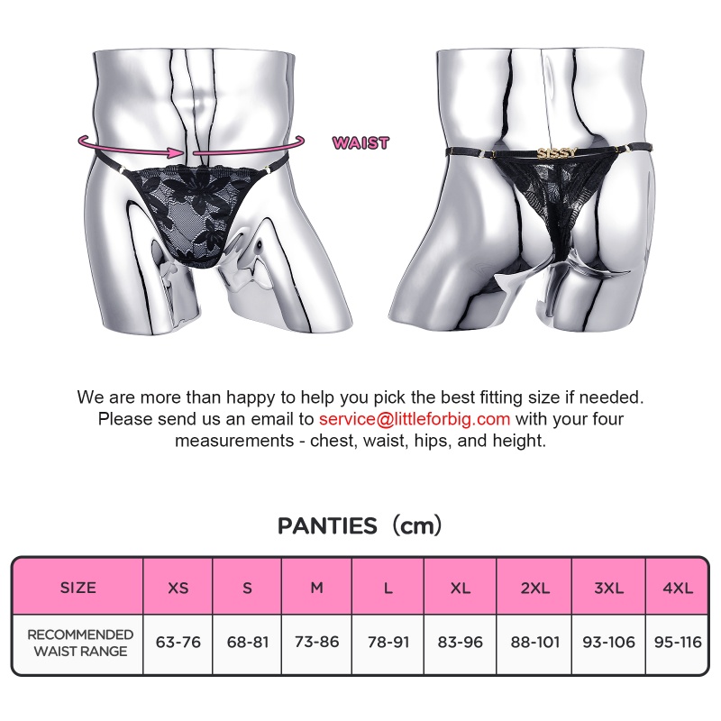 SissyUniversity Doll Lace and Rhinestone Tanga Tucking Gaff Thong Panties