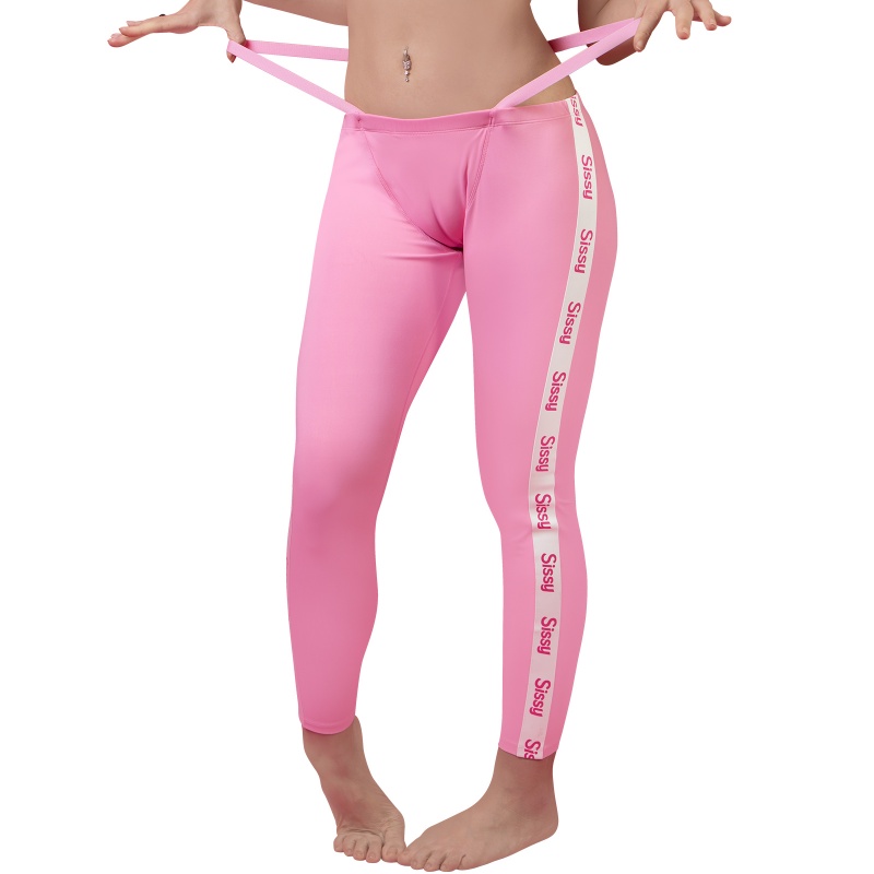 Y2K Thong Strap SissyUniversity Camel Toe Pad Tucking Gaff Yoga Pants Leggings Athletic Stripe