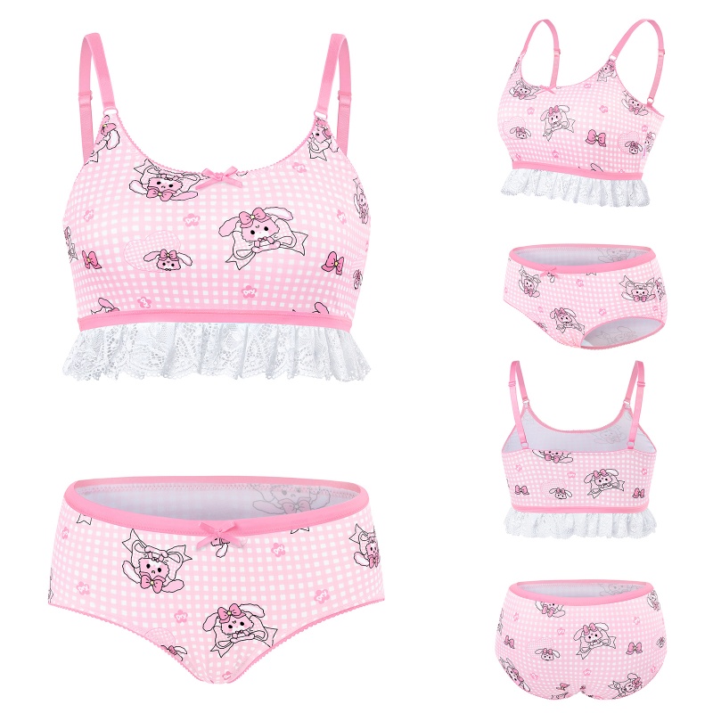 Bunnies & Bows Usagi Bralette Set with Lacy Trim