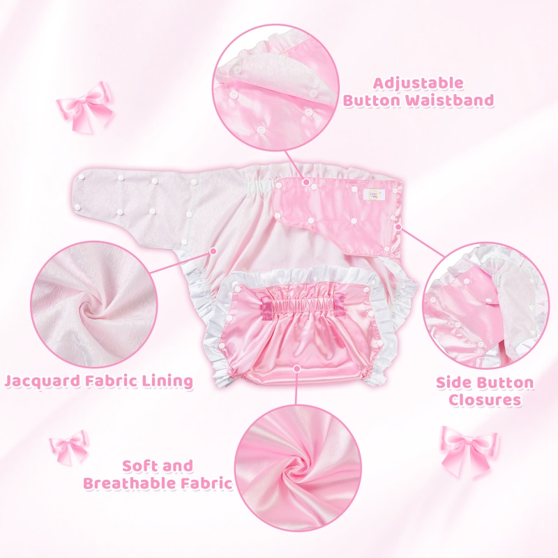 Pretty in Pink Satin Ribbon Tied Omutsu Japanese Diaper Cover