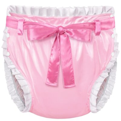 Pretty in Pink Satin Ribbon Tied Omutsu Japanese Diaper Cover