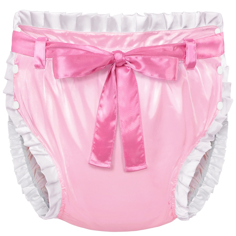 Pretty in Pink Satin Ribbon Tied Omutsu Japanese Diaper Cover