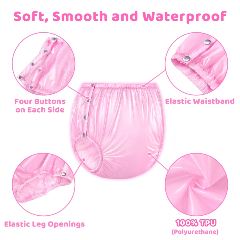 Dolly Pink Adult Plastic Pull-On Diaper Pants Cover