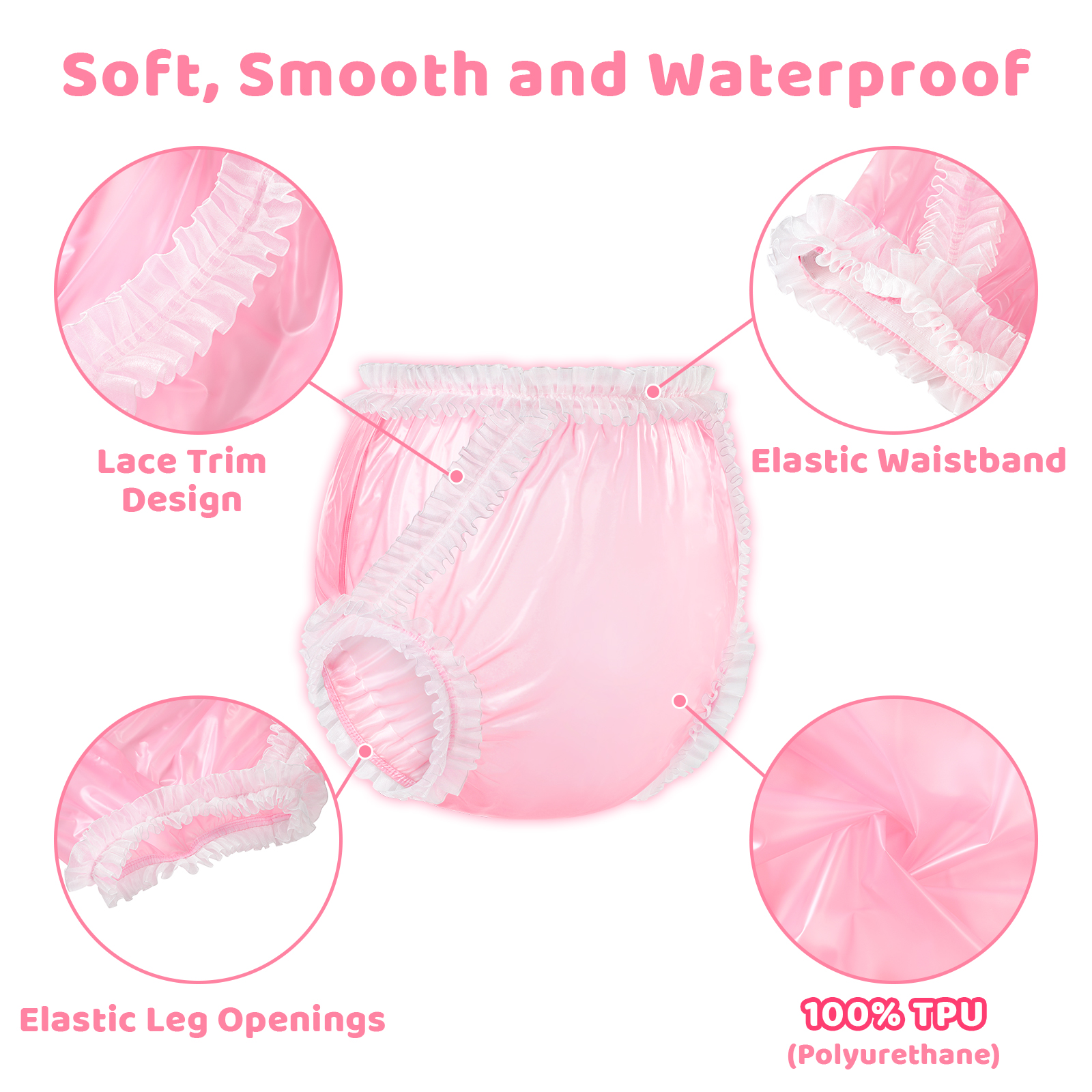 Baby Exposed Lace Frill Adult Plastic Pull-On Diaper Pants Cover