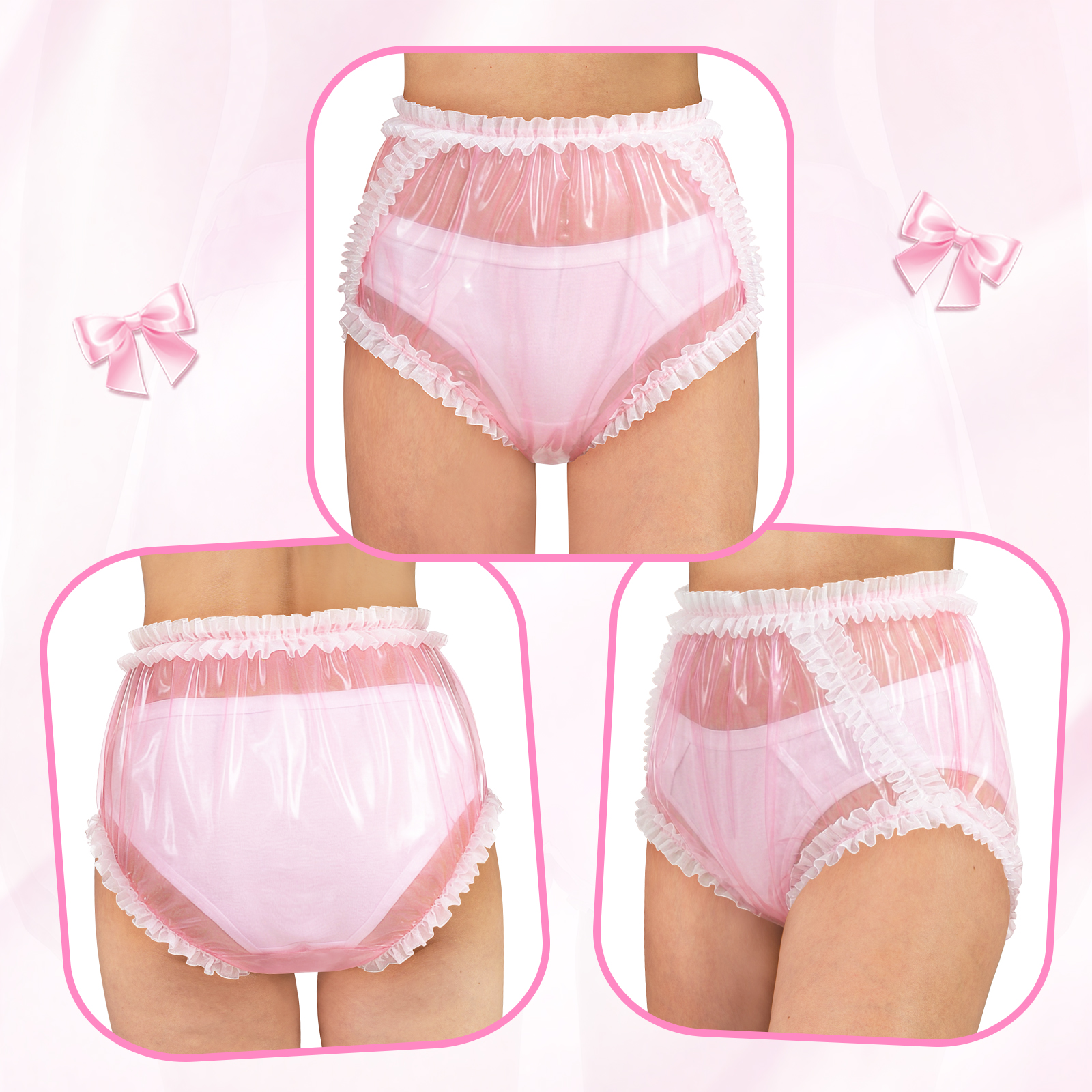 Baby Exposed Lace Frill Adult Plastic Pull-On Diaper Pants Cover