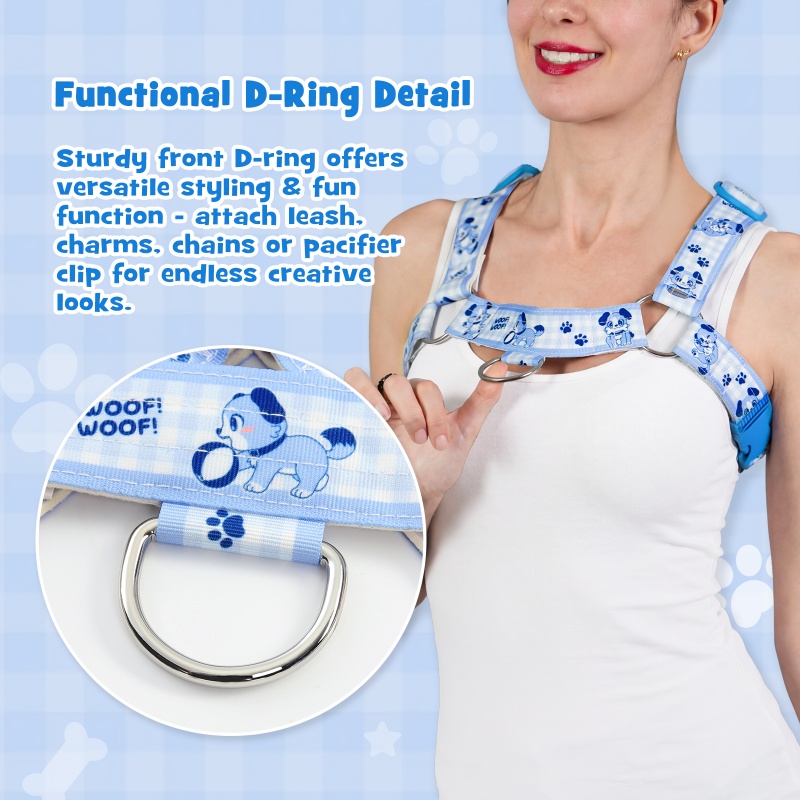Little Blue Furry Pet Play Chest Harness