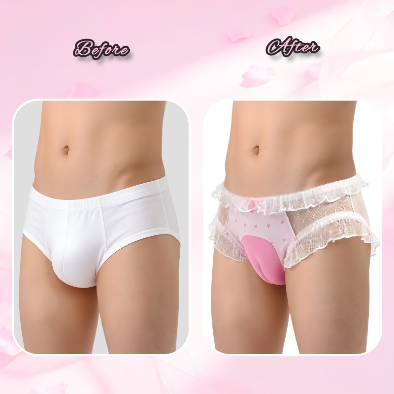 SissyUniversity Lace Frill Camel Toe Tucking Gaff Panties