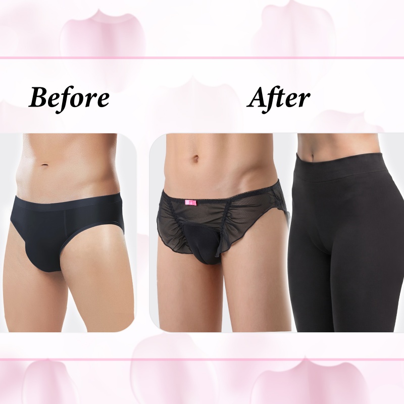 SissyUniversity Lace Frill Camel Toe Tucking Gaff Panties