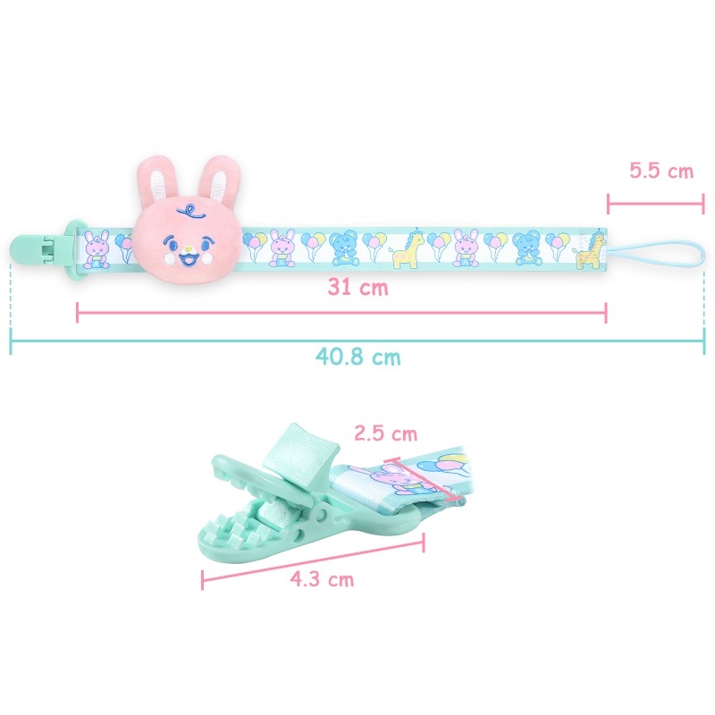 Baby Parade Stuffed Animal Pacifier Clip Pink Bunny