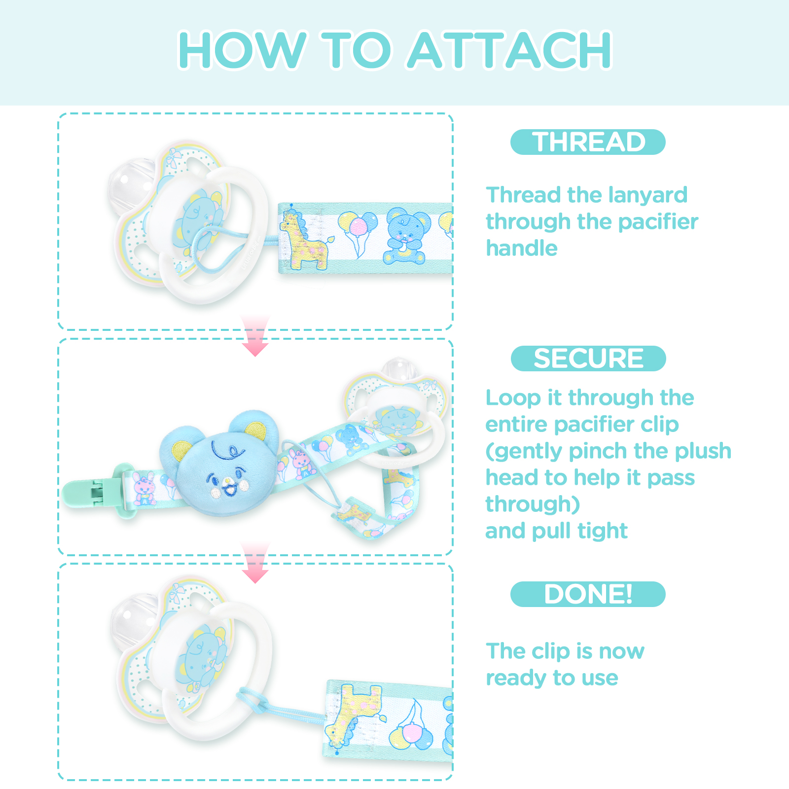 Baby Parade Stuffed Animal Pacifier Clip Blue Bear