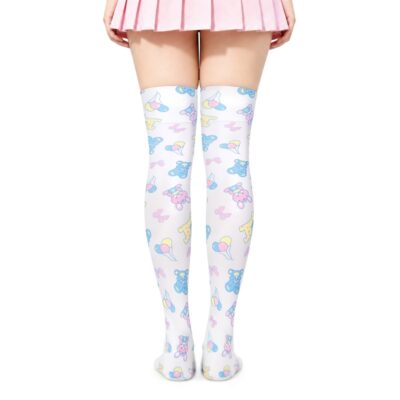 Baby Parade Over the Knee Silk Stockings with Stuffie - White