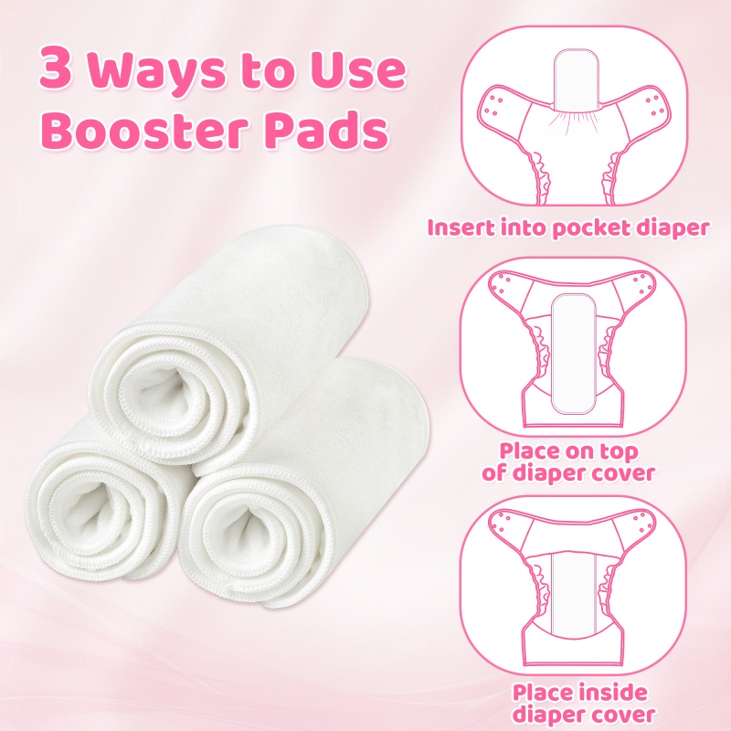 Microfiber Reusable Diaper Booster Pads 3-Pack