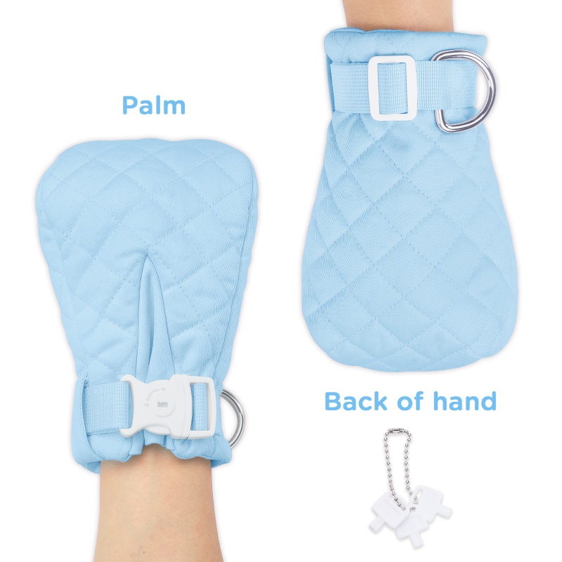 Adult Baby Soft Padded Quilted Cotton Locking Mittens