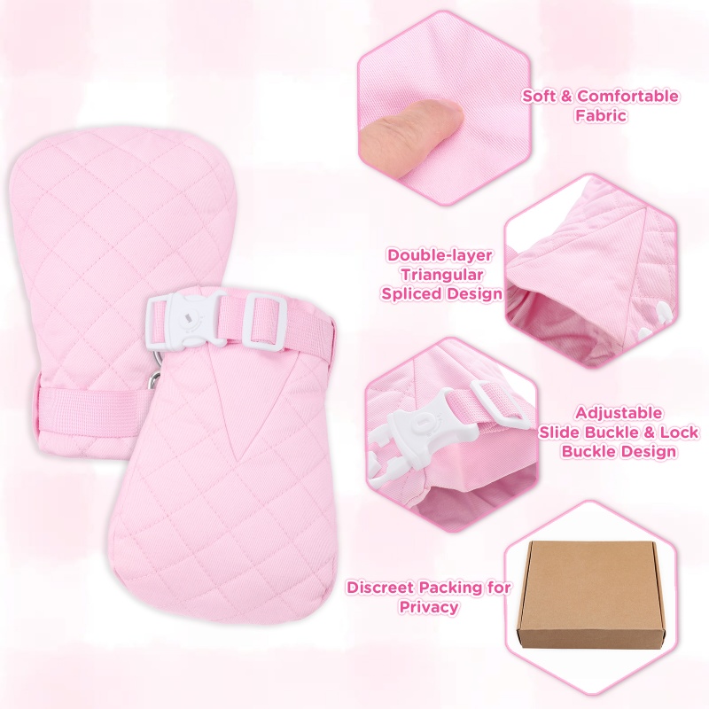 Adult Baby Soft Padded Quilted Cotton Locking Mittens