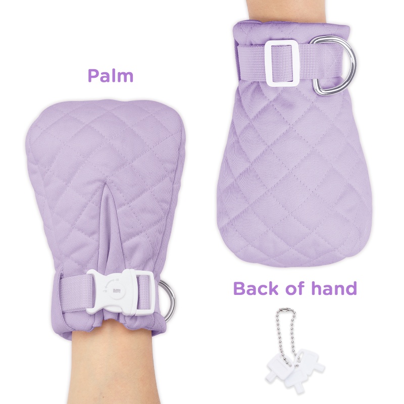 Adult Baby Soft Padded Quilted Cotton Locking Mittens