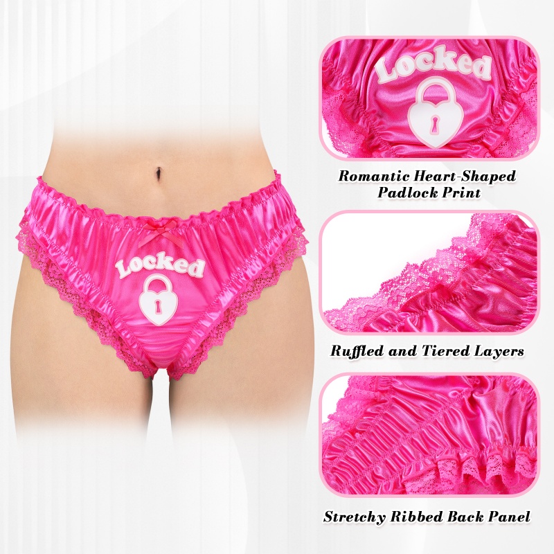 Chastity SissyUniversity Satin Lace Panties Hot Pink