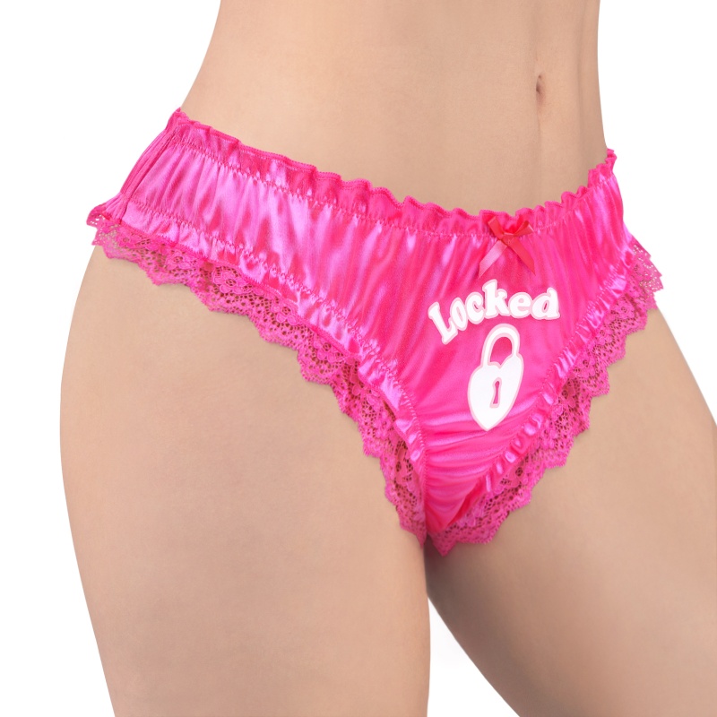 Chastity SissyUniversity Satin Lace Panties Hot Pink