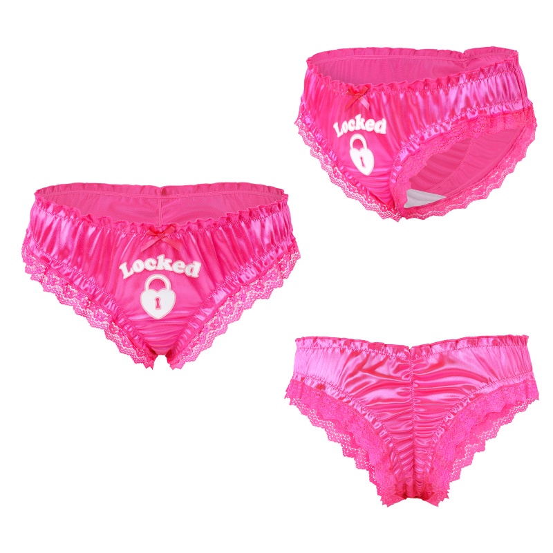 Chastity SissyUniversity Satin Lace Panties Hot Pink