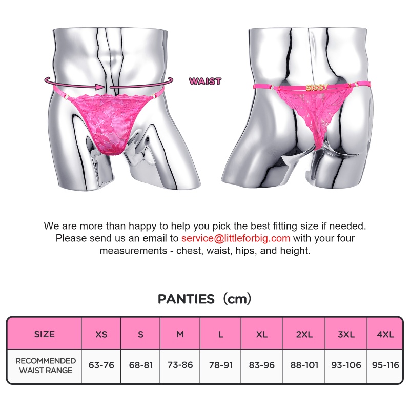 SissyUniversity Doll Lace and Rhinestone Tanga Tucking Gaff Thong Panties Hot Pink