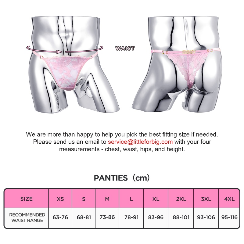SissyUniversity Doll Lace and Rhinestone Tanga Tucking Gaff Thong Panties Pink