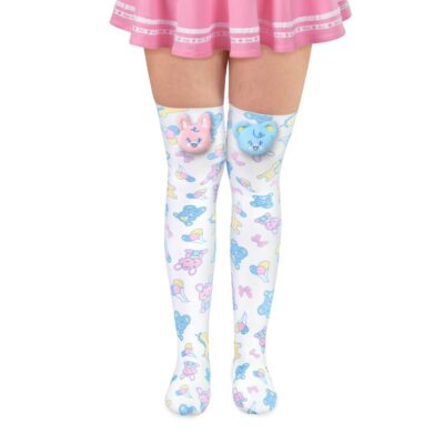 Baby Parade Over the Knee Silk Stockings with Stuffie - White
