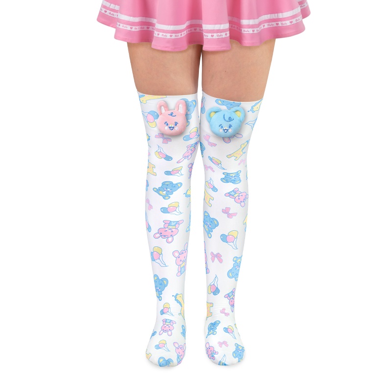 Baby Parade Over the Knee Silk Stockings with Stuffie – White