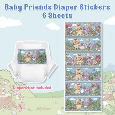 Baby Tapes Baby Friends Adult Diaper Stickers 6 Sheets