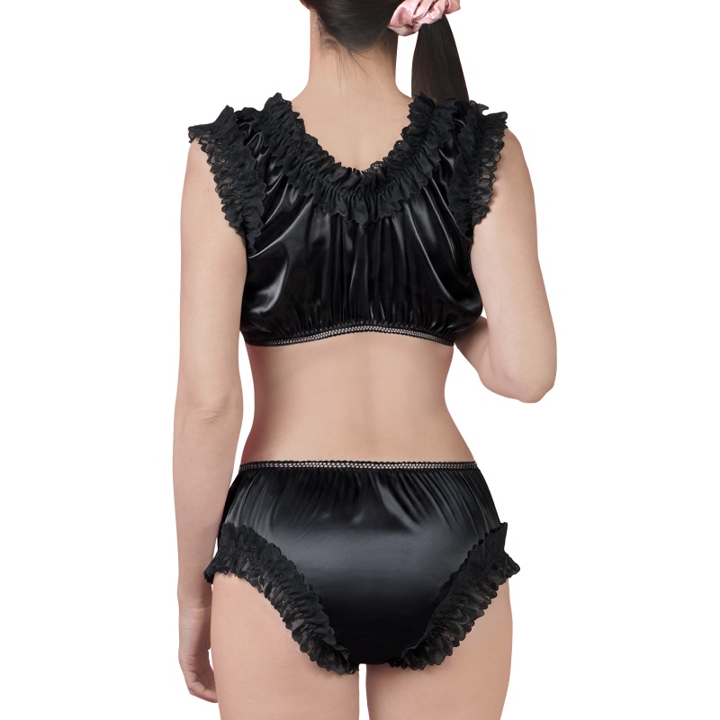 Satin SissyUniversiry Baby Bralette Set Black
