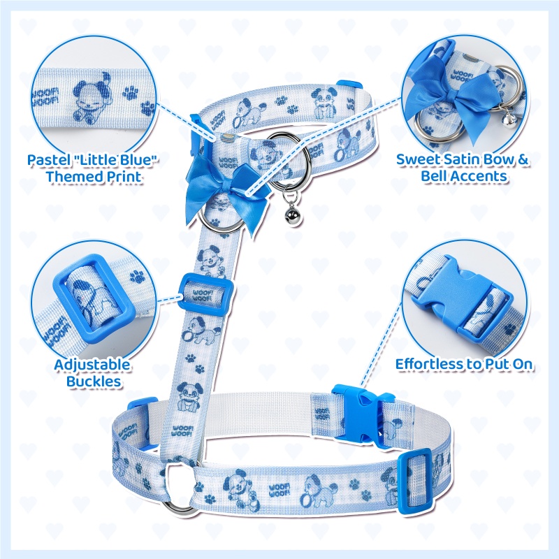 Little Blue Furry Petplay Collared Chest Harness