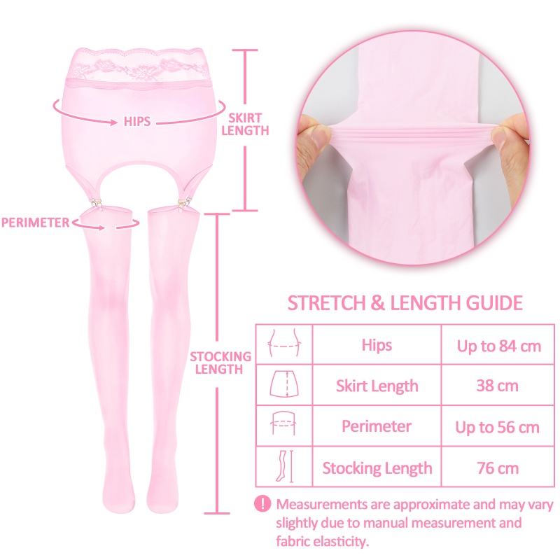 SissyUniversity Lace Sheer Garter Skirt Stockings