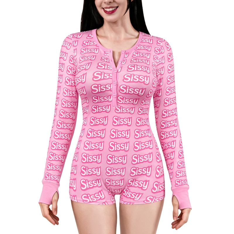 SissyUniversity All-Over Sissy Print Thumb Sucker Romper Onesie