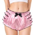 Satin Princess Frill Bloomers with Bow Trim Pink/Black