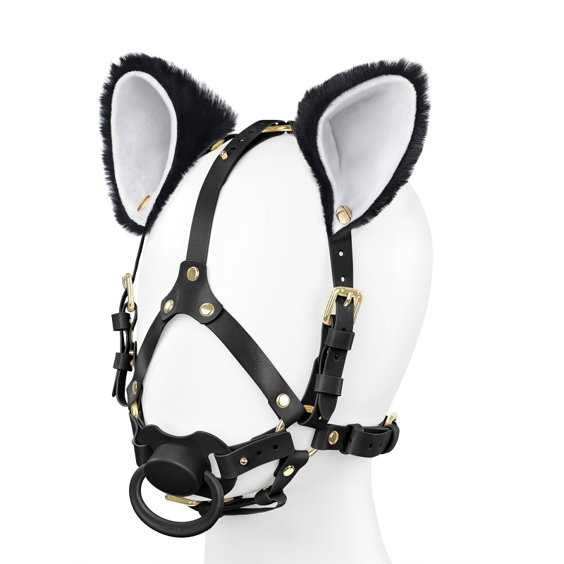 Little Furry Fluffy Ears Pacifier Petplay Head Harness