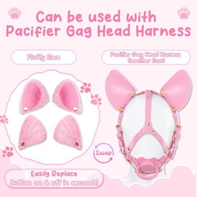 Little Furry Fluffy Ears Pet Play Head Harness Accessory