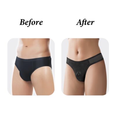 Realistic Camel Toe Tucking Gaff Thong Panties Black