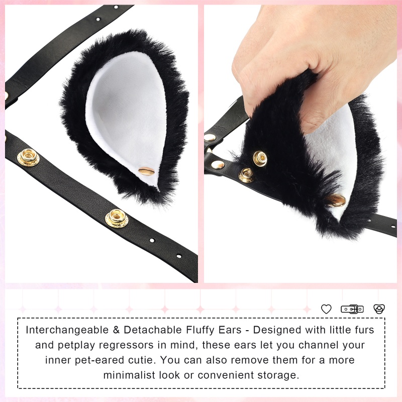 Little Furry Fluffy Ears Pacifier Petplay Head Harness