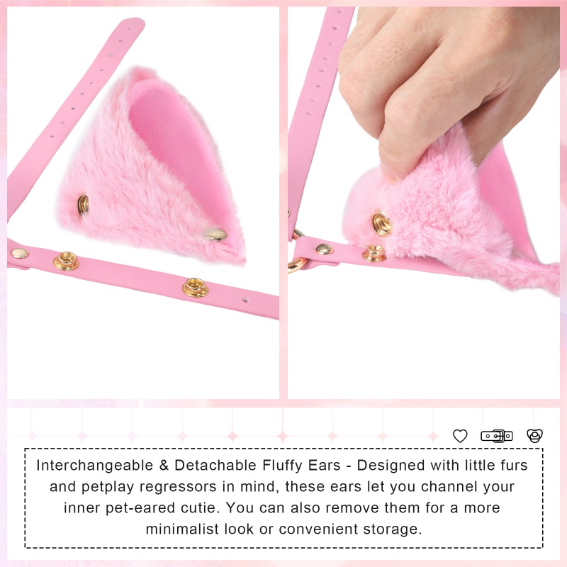 Little Furry Fluffy Ears Pacifier Petplay Head Harness