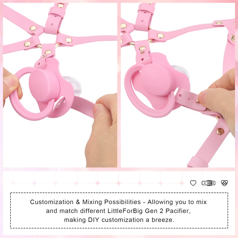 Little Furry Fluffy Ears Pacifier Petplay Head Harness